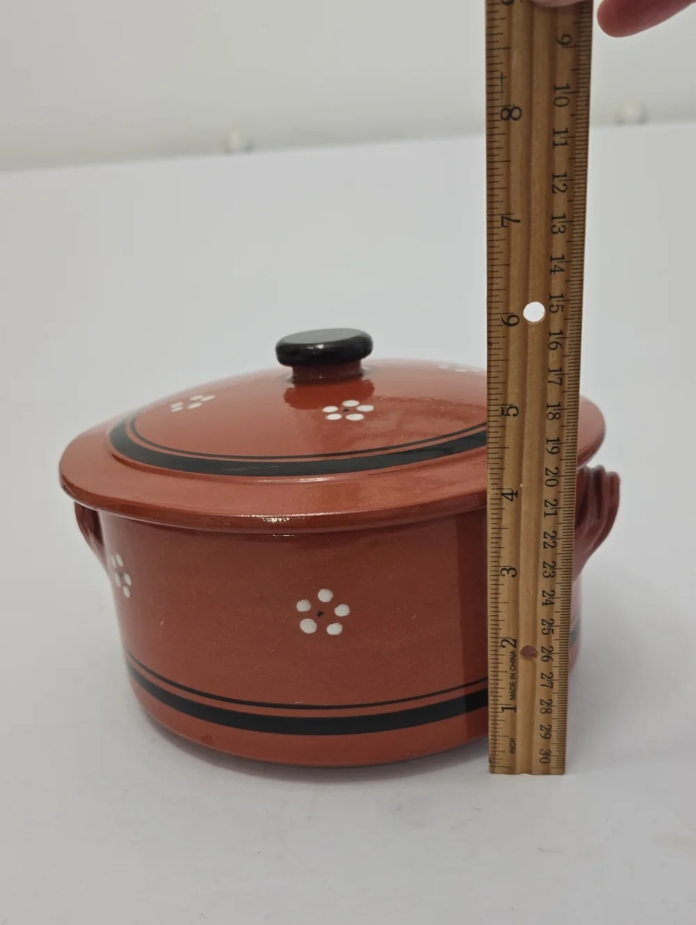 Portuguese Terracotta Clay Casserole Dish Handpainted Panela De Barro